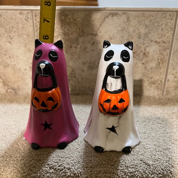 Set of 2 Ghost Dog LED light up color changing Decor Resin - Picture 2 of 2